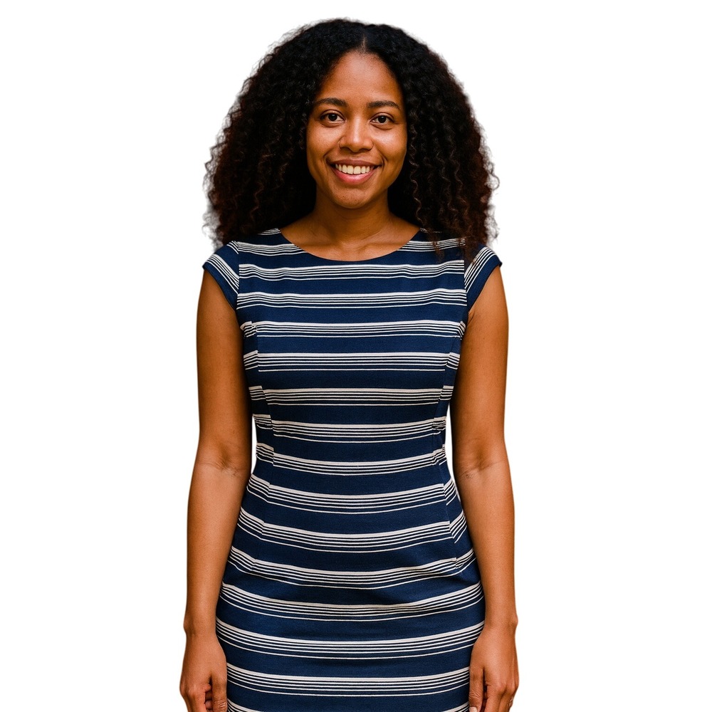 Lands end navy blue nautical midi dress beach 16 sleeveless‎